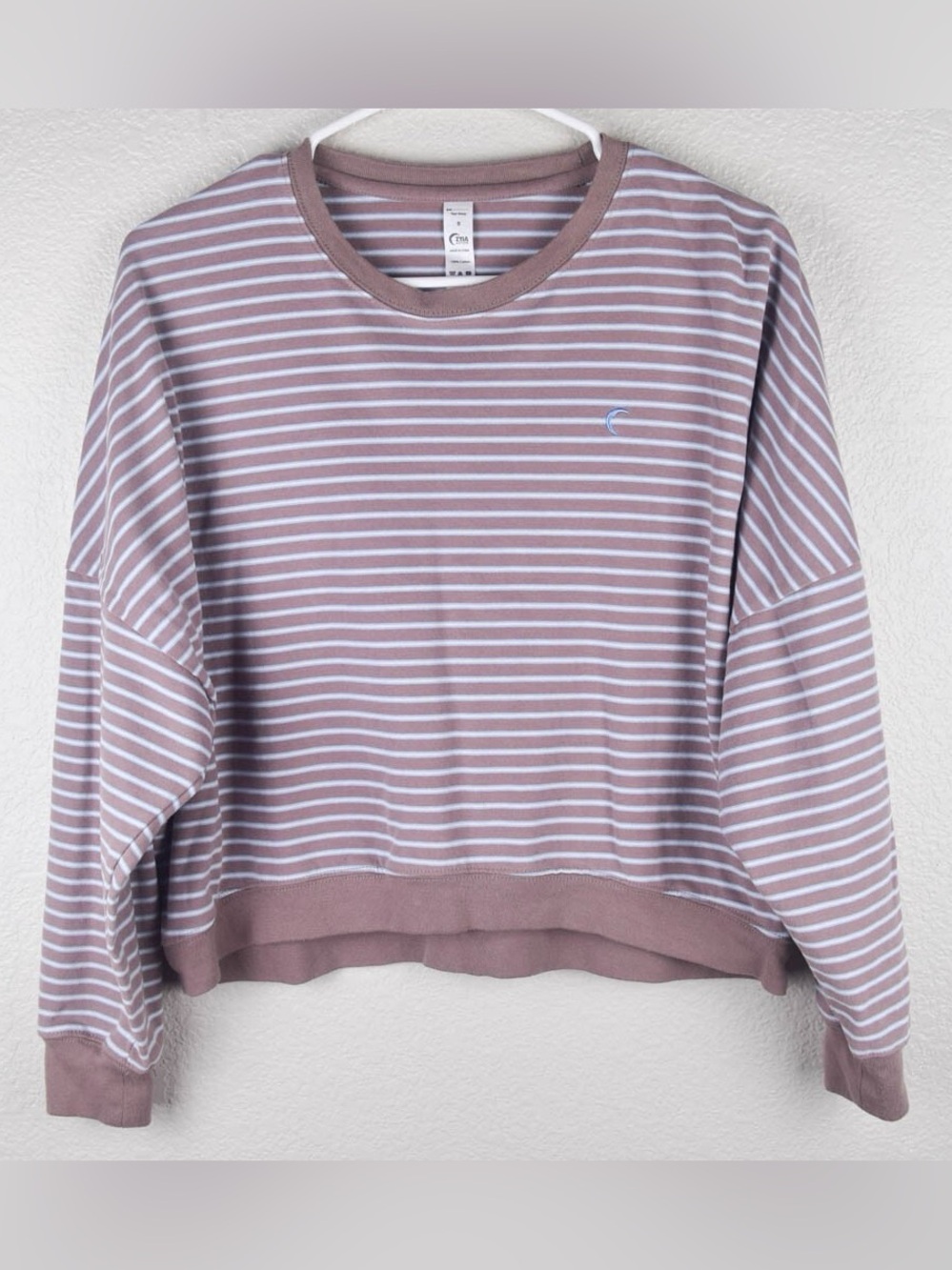 Zyia Brown Stripe Long sleeve pullover crop